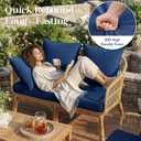 LAGRATY Outdoor Chair Cushions for Patio Furniture24" x 24" Deep Seat Cushions with Backrest for Couch Sofa Chair - Waterproof Fade-Resistant Patio Cushion (Set of 4, Navy Blue and White)
