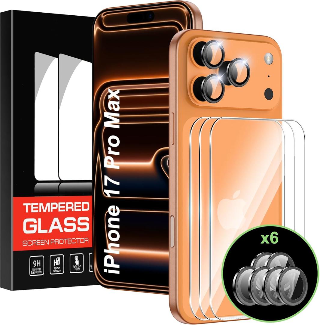 For iPhone 17 Pro Max 6.9"Back Screen Protector with Camera Lens Protector,9H Hardness Anti-Scratch Tempered Glass,Case Friendly, Anti-Fingerprint,Anti-Scratch,Easy Installation,6.9 inch(3+2 PACK)