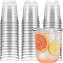 Ziliny 50 Pcs 14oz Disposable Stemless Glasses Crystal Plastic Wine Glasses Clear Classic Pet Cup for Meeting Weddings Birthdays Cocktail Christmas Party Supplies(Clear)