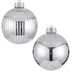 Large Christmas Ball Ornaments, Oversized Shatterproof Plastic Decorative Hanging Mercury Ornaments Ball for Xmas Holiday Party Decorations (Silver, 6.0")