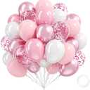 Light Pink and White Balloons, 60pcs 12inch Pearl Light Baby Pink Confetti White Balloons for Wedding Bridal Shower Baby Shower Pink Birthday Decorations