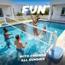Pool Volleyball Net&Pool Basketball Hoop 2 in 1,Pool Volleyball Net for Inground pools,Pool Basketball Hoop Poolside with Base&StandIncludes 3 Balls/2 Base/Pump, Summer Outdoor Pool Games for Adults