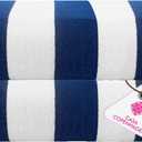 CASA COPENHAGEN Cabana Towels 2Pcs Cobalt Blue Designer Stripe Beach Bathsheet Towels Gift Set, 35"x70" Oversized 100% Cotton Pool Bath Sheet Gift Set (Perfect Summer Gift Set for Women & Men)