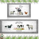 Bencailor Sets of 2 Christmas Cow Kitchen Rugs and Mats Non Slip Kitchen Rugs Washable Buffalo Plaid Farmhouse Door Mats for Xmas Winter Home Floor Bathroom Cabin Decor, 29 x 17 inch and 47 x 17 inch