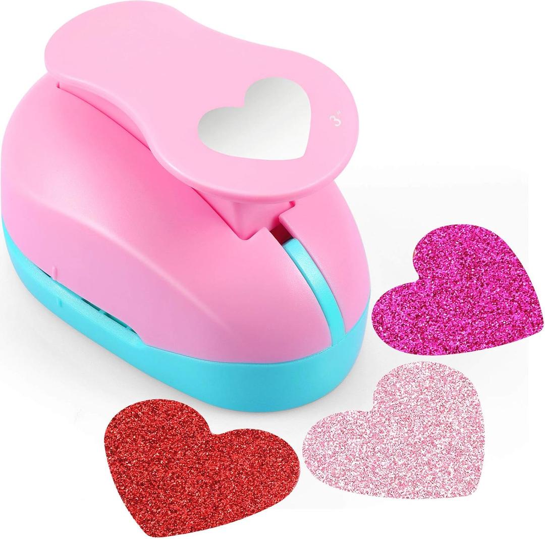 Zonon 3 Inch Craft Holes Punch Paper Punchers Scrapbook Paper Cutter Crafts Puncher Handmade Hole Scrapbooking Punches for Crafts,Scrapbooking, Cardstock, Greeting Cards, DIY, Kids Arts(Heart)