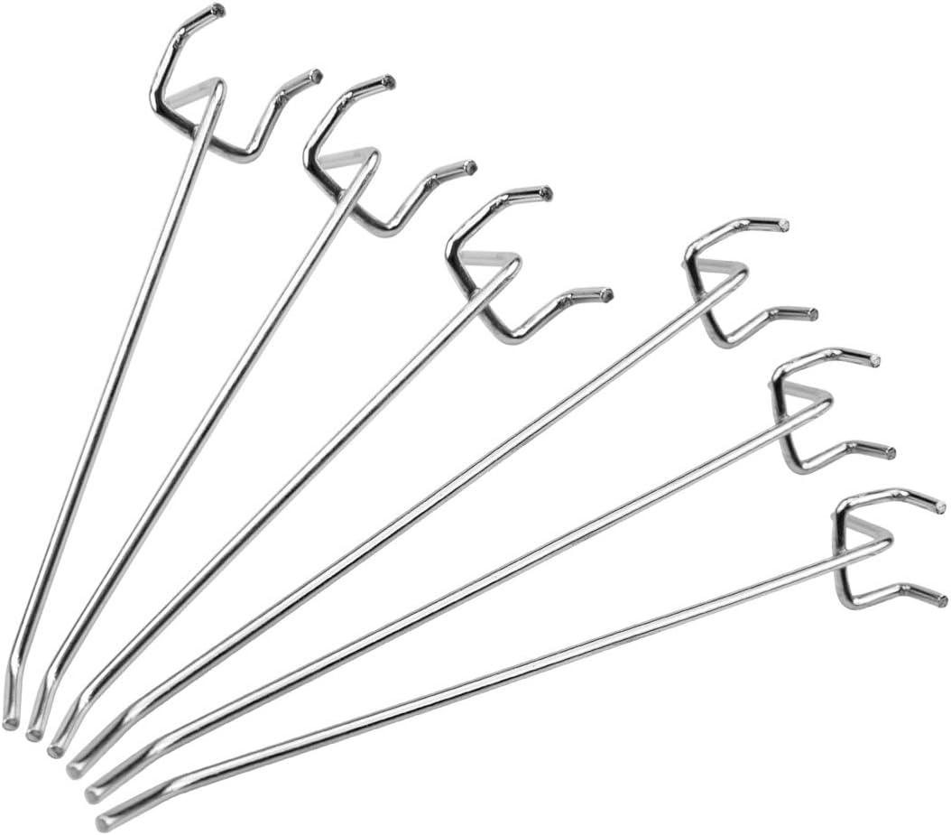 Foraineam 60-Pack (30Pcs 6-inch & 30Pcs 8-inch) Standard Size Pegboard Hooks for 1/8" Pegboard Metal Peg Board Shelving Hooks Assortment