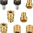 Tool Daily Pressure Washer Adapter Set, M22 14mm to 3/8" Quick Connect Kit for Power Washer, 3/4 Inch to 1/2" Quick Disconnect, 8 Pack (Brass, Silver)