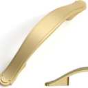 Amerdeco 10 Pack Brushed Gold Cabinet Pulls 3 Inch(76mm) Hole Center Drawer Pulls Cabinet Hardware Kitchen Cabinet Handles for Bathroom Dresser Pulls ZH0068