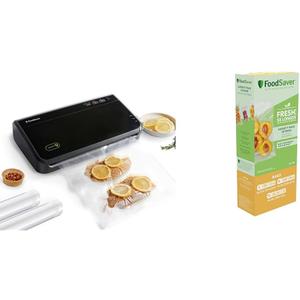 FoodSaver Vacuum Sealer Machine with Automatic Bag Detection, Sealer Bags and Roll & Vacuum Sealer Bags, Variety Pack, 30-Count, 5 Pint-sized, 15 Quart-sized, 10 Gallon-sized