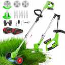 Electric Weed Wacker, Cordless Weed Eater Lightweight Grass Trimmer – 2x2.0Ah Batteries, 60-120 Min Runtime, 2 Types of Blades + Wheels for Garden & Yard Lawn