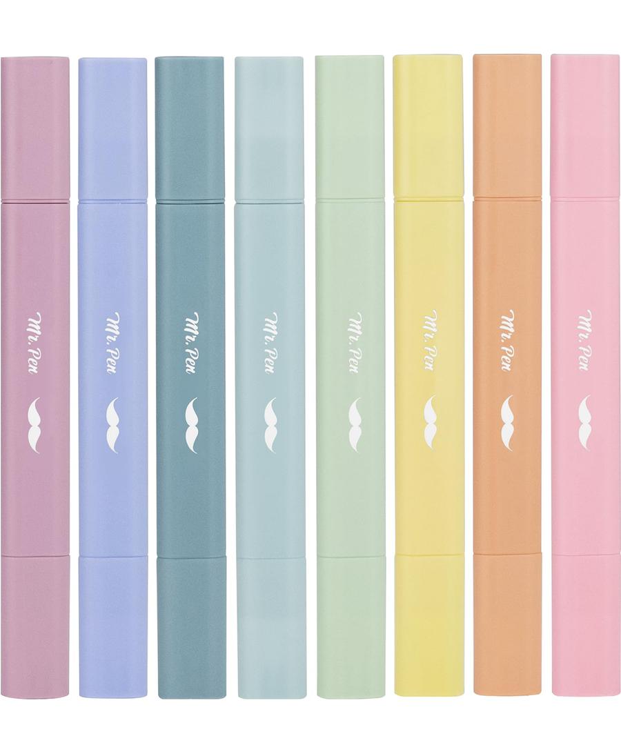Mr. Pen- Aesthetic Bible Highlighters No Bleed Through Assorted Color, 8pcs, Dreamfield, Cute Highlighter Dual Tip for Journaling Supplies and School Accessories, Bible Highlighters and Pens No Bleed 2 Pack