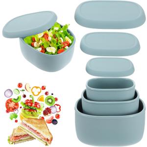 Silicone Food Storage Containers Set of 3 Lunch Box Bento with Lids BPA Free Dishwasher Microwave Oven Freezer Safe (6.7oz, 10oz, 20oz) Green