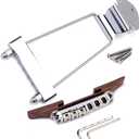 6 String Guitar Trapeze Tailpiece Bridge and Roller Tune-O-Matic Saddle Bridge for Jazz Archtop Guitar Replacement (Chrome