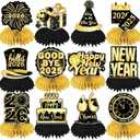 New Years Decorations 2026, 12 Pcs Happy New Year Decorations 2026 Honeycomb Centerpieces, New Years Table Decorations 3d Double Side Table Centerpieces, New Years Eve Decorations for Table