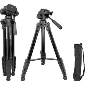Camera Tripod Stand, Travel Tripod with Tripod Bag, 51" Heavy Duty Tripod for Camera, Phone, Ring Light, Webcam, Camcorder, Projector, Max Load 11LB