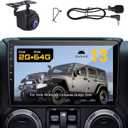 Upgraded 10" Car Radio Stereo for Jeep Wrangler JK 2007-2018 Dodge Ram 1500 2500 3500 Grand Cherokee, CarPlay/Android Auto/Android 13/2G+64G/GPS Navigation/Backup Camera,Built in Cooling Fan