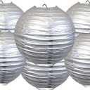 Pack of 6 Round Paper Lantern Lamp Paper Lanterns Party Decorations (Silver, 8"/20CM)