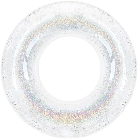 Polita Pool Float, Pool Floats Kids Summer Glitter Pool Tube with Confetti,Tube Pool Toys Beach Party, Transparent Inflatable Floating Tubes for Adults and Kids(Silver)