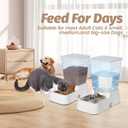 Automatic 5.4L/1.4Gal Pet Waterer, Automatic Dog Water Dispenser Gravity Stainless Steel Water Feeder, Large Capacity Feeding Bowls for Cats and Medium & Large-Sized Dogs (White, Food+Water)