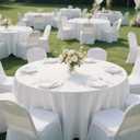 MRJ 6 Pack 90 Inch Round White Tablecloth Washable Polyester Fabric for Wedding Banquet Holiday Party Table Cover