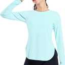 MIER Women's UPF 50+ Sun Shirts Long Sleeve Workout UV Protection Dry Fit Athletic Running Gym Hiking Tops Lightweight (Blue, L)