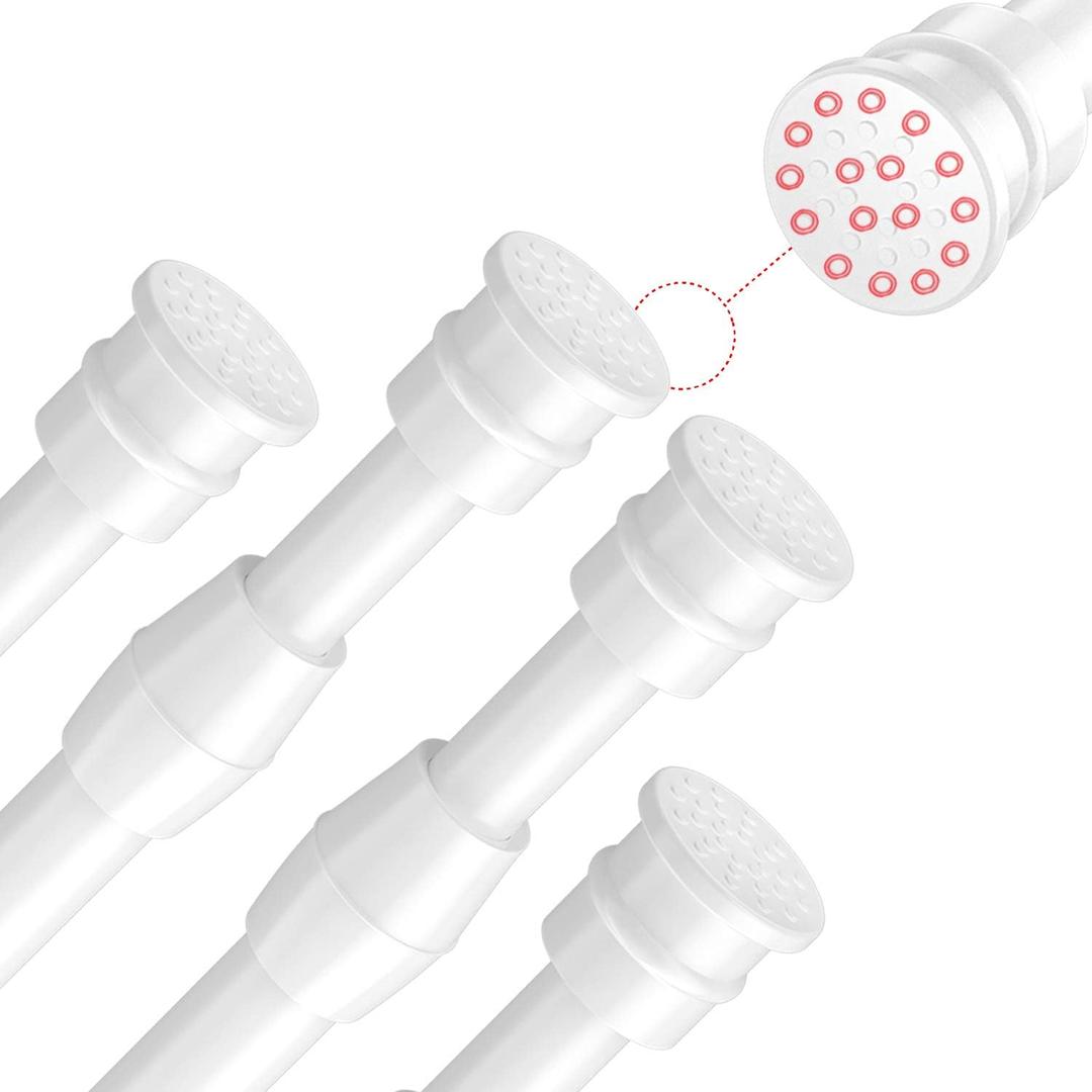 AIZESI Spring Tension Curtain Rods Short Tension Rod (White, 28" to 38"-4Pcs)