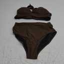 Tempt Me Women Two Piece Vintage Swimsuit Retro Halter Ruched High Waist Bikini with Bottom Medium