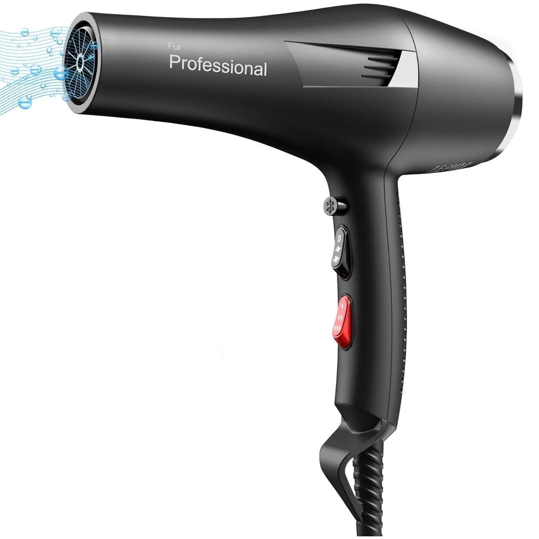 Faszin Ionic Salon Hair Dryer, Professional Blow Dryer AC Motor Fast Drying with 2 Speed, 3 Heat Setting, Cool Button, for Curly & Straight Hair-Black Faszin Ionic Salon Hair Dryer, Professional Blow Dryer AC Motor Fast Drying with 2 Speed, 3 Heat Setting, Cool Button, for Curly & Straight Hair-Black