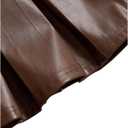 SweatyRocks Women's PU Leather A Line Mini Skirt Flared Hem Pleated Skirts with Shorts (Brown, S)