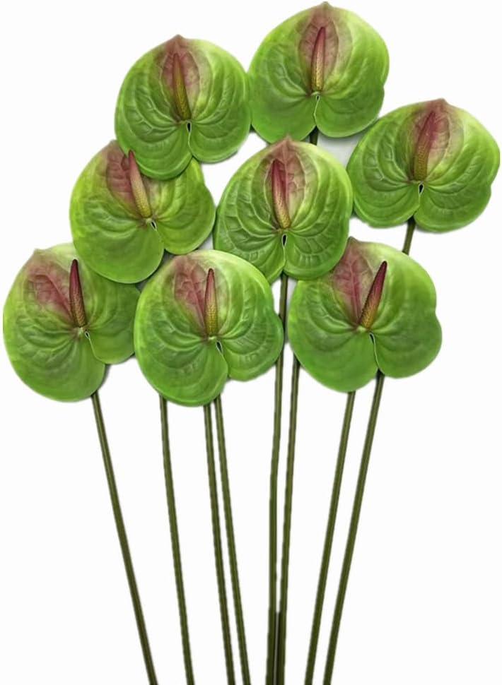 7pcs Artificial Anthurium Flowers Lifelike Flower 5.5" Head for Table Centerpieces Bridal Wedding Festival Christmas Hotel Home Floral Decor (Green)