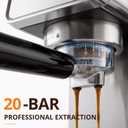 Compact Espresso Machine With Milk Frother, Espresso Machine With Milk Frother And Steamer, Stainless Steel Coffee And Espresso Machine For Latte And Cappuccino With Removable Water Tank Silver