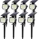 Solar Spot Lights Outdoor Waterproof IP67, 8 Pack - 50 LED Adjustable Solar Powered Landscape Spotlight with 3 Lighting Modes, Stake Light for Outside Yard Lawn Pathway Tree (Cool White)