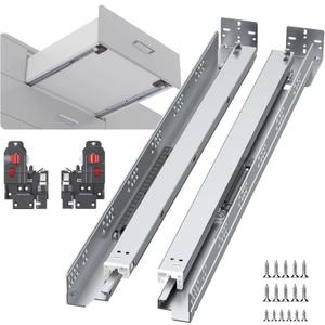homdiy 1 Pair Undermount Drawer Slides Soft Close 21 Inch, Bottom Mount Full Extension Concealed Rails Track with 3D Adjustable Locking Device and Rear Mounting Brackets,100 LB Capacity