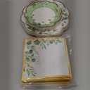 Tanlade 96 Pcs Sage Green Eucalyptus Theme Party Supplies Plates and Napkins Serve 24, Disposable Eucalyptus Paper Scalloped Dinner Plates 2 Ply Paper Napkins for Wedding Bridal Shower