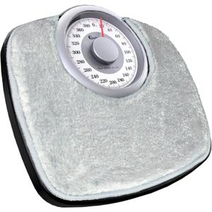 Adamson A25 Scales for Body Weight - Up to 400 LB - New - 5.3" Dial on 12.4" x 10.2" Platform - Anti-Skid Rubber Surface - Bathroom Scale Analog - Durable with 20-Year Assurance - w/Rug - Grey