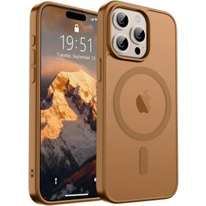 SUPFINE Magnetic for iPhone 15 Pro Case(Compatible with MagSafe) (Military Grade Drop Protection) Slim Translucent Shockproof with Anti-Fingerprint Phone Case,Brown