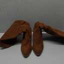 mysoft Women's Cowboy Knee-High Boots Pointed Toe Mid Chunky Heel Pull On Slouchy Boots with Zippers, Size 8