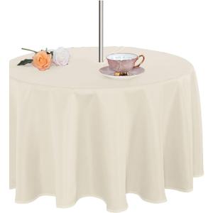 Fitable Round Table Cover Outdoor and Indoor Tablecloth - Washable Waterproof Wrinkle Free Table Cloth with Zipper and Umbrella Hole for Spring/Summer/Party/Picnic/BBQS/Patio Beige 70R
