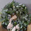 28 Inch Eucalyptus Wreath with Bells & Bow for Front Door, Faux Greenery Wreath for Spring Summer All Seasons Year Round, Green Eucalyptus Decor for Home Farmhouse Indoor Outdoor Porch Wall