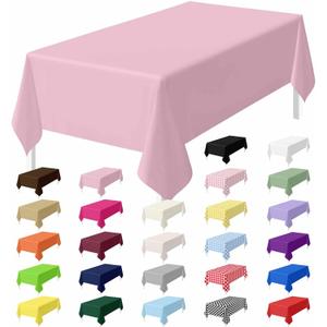 HEIPINIUYE 2 Pack Light Pink Tablecloth Disposable 54 x 108 Inch Baby Pink Plastic Table Cloth Disposable Waterproof Rectangle Table Cover for Party Birthday Camping Picnic Tablecloths