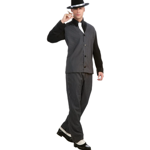 Men's Roaring 20's Pinstripe Suit Gangster Costume, Medium
