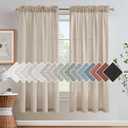 Linen Curtains Elegant Natural Linen Blended Curtains Energy Efficient Light Filtering / Rod Pocket Window Treatments Panels / Drapes for Livingroom (Set of 2, Angora, 52 inch W X 72 inch L)