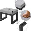 IBUYKE 16 Inch Small Foot Stool Ottoman, Rectangle Linen Foot Rest with Padded Seat and Metal Legs, Modern Ottoman Foot Rest for Living Room Bedroom Entryway Couch, Grey-Blue WBD001L