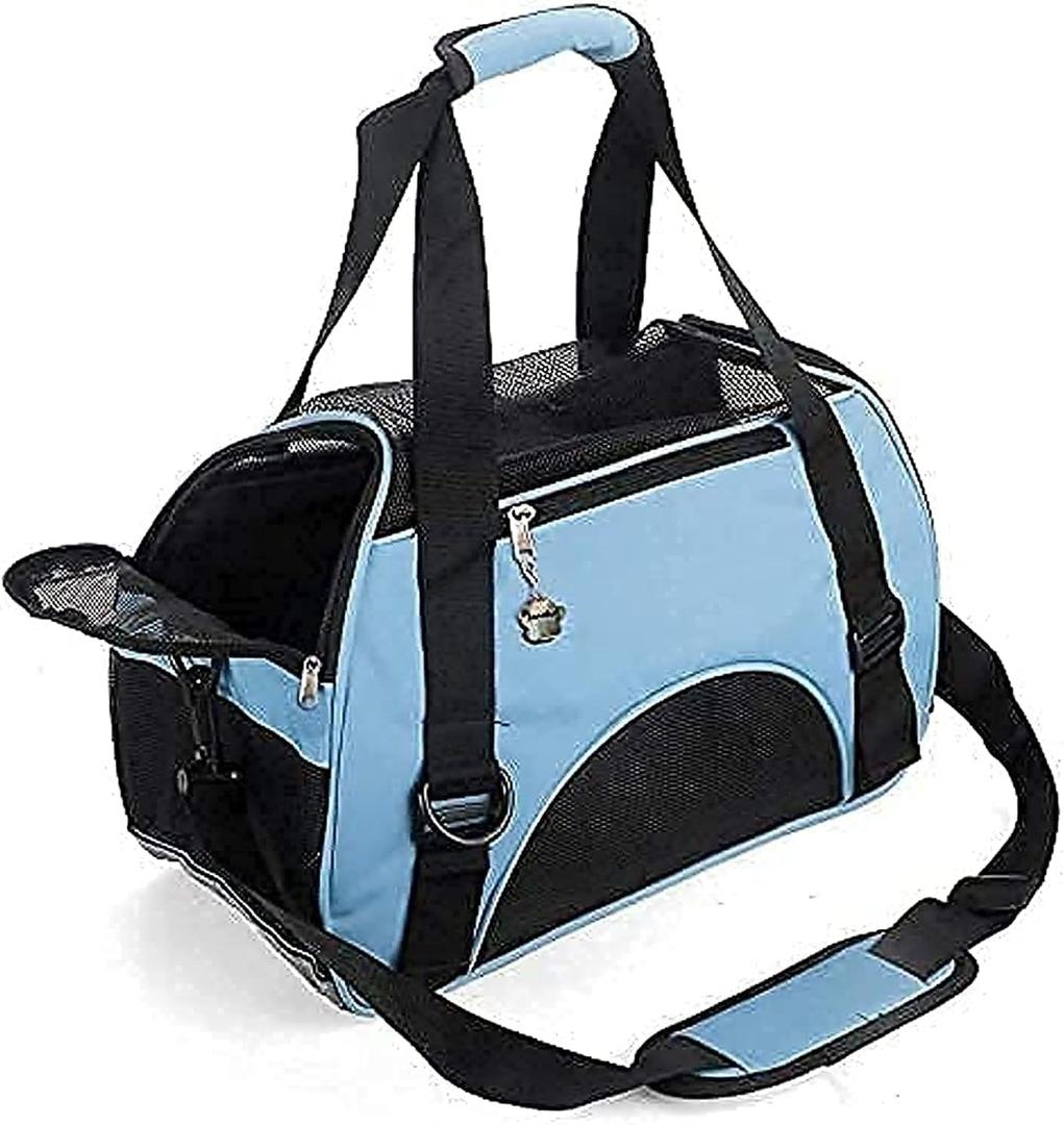 Cat Carrier,Soft-Sided Pet Travel Carrier for Cats, Dogs Puppy Comfort Portable Foldable Pet Bag Airline Approved (Small Blue)