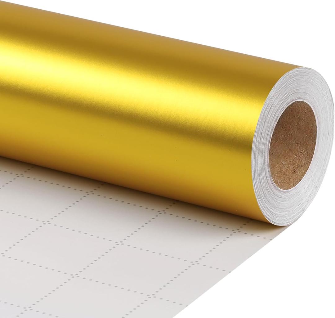 LaRibbons Gold Christmas Wrapping Paper, Solid Color Matte Metal Gift Paper Jumbo Roll - 30 Inch x 33 Feet, Gift Wrapping Paper for Xmas, Wedding, Birthday, Holiday Party