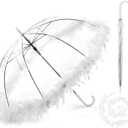 Geetery Clear Dome Umbrella for Prom Wedding, Large 34.6" Fancy Clear Bubble Prom Umbrella for Graduation, Wedding Second Line, Bridal Shower & Outdoor Events, Parasol