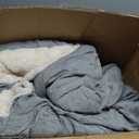 FurHaven Round Orthopedic Dog Bed for Large Dogs, Egg Crate with a Solid Orthopedic Foam Base with Attached Blanket Hood and Removable Washable Cover, Large, Sherpa & Suede Snuggery, Gray