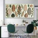 Large Boho Wall Art For Living Room Chic Home Green Wall Art Modern Multicolor Print Paintings Leaves Feather Canvas Wall Art Decor Picture For Bedroom Apartment Kitchen Ready To Hang 29"W X 58"L