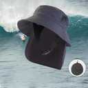 Summer Men Quick Drying Sun Hat Sunscreen Surf Hat with Windproof Drawstring Package for Hiking Fishing Outdoor (Black)