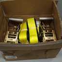 Car Tie Down with Snap Hooks- 4 Pack 2"x96" with 3,300lb Safe Working Load - Adjustable Straps with Snap Hooks Tire Straps for a Car Trailer (Yellow)